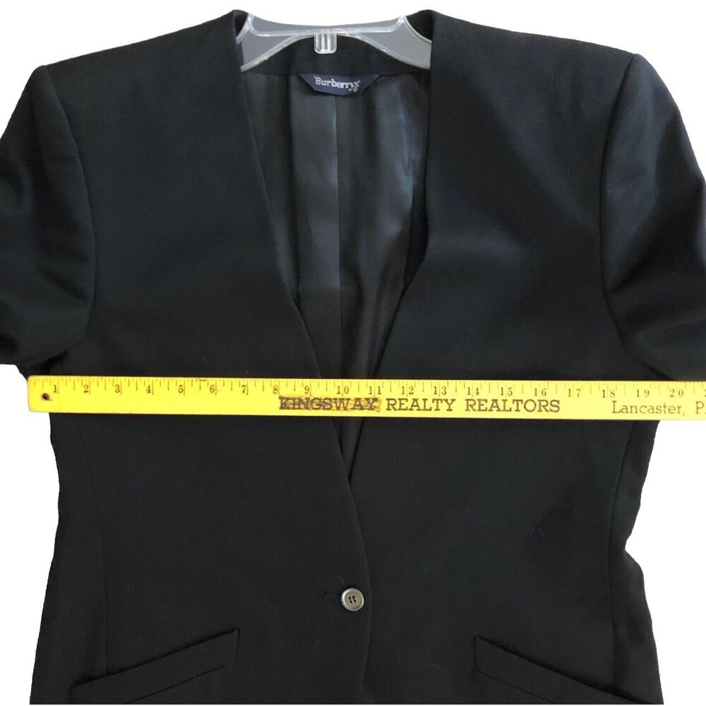 VTG Burberrys Black Wool Suit Womens Sz M Jacket Skirt Set 80s Classic Timeless - Picture 14 of 16